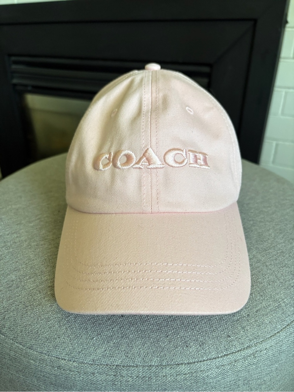 Coach Embroidered Logo Cotton Baseball Cap Pink